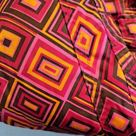 Obermeyer girls size 12 snow pants, diamond pattern orange, red & brown - Picture 2 of 11